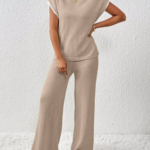 Camel Casual Women's Contrasting Color Drawstring Knitted Set - Picture 6 of 7